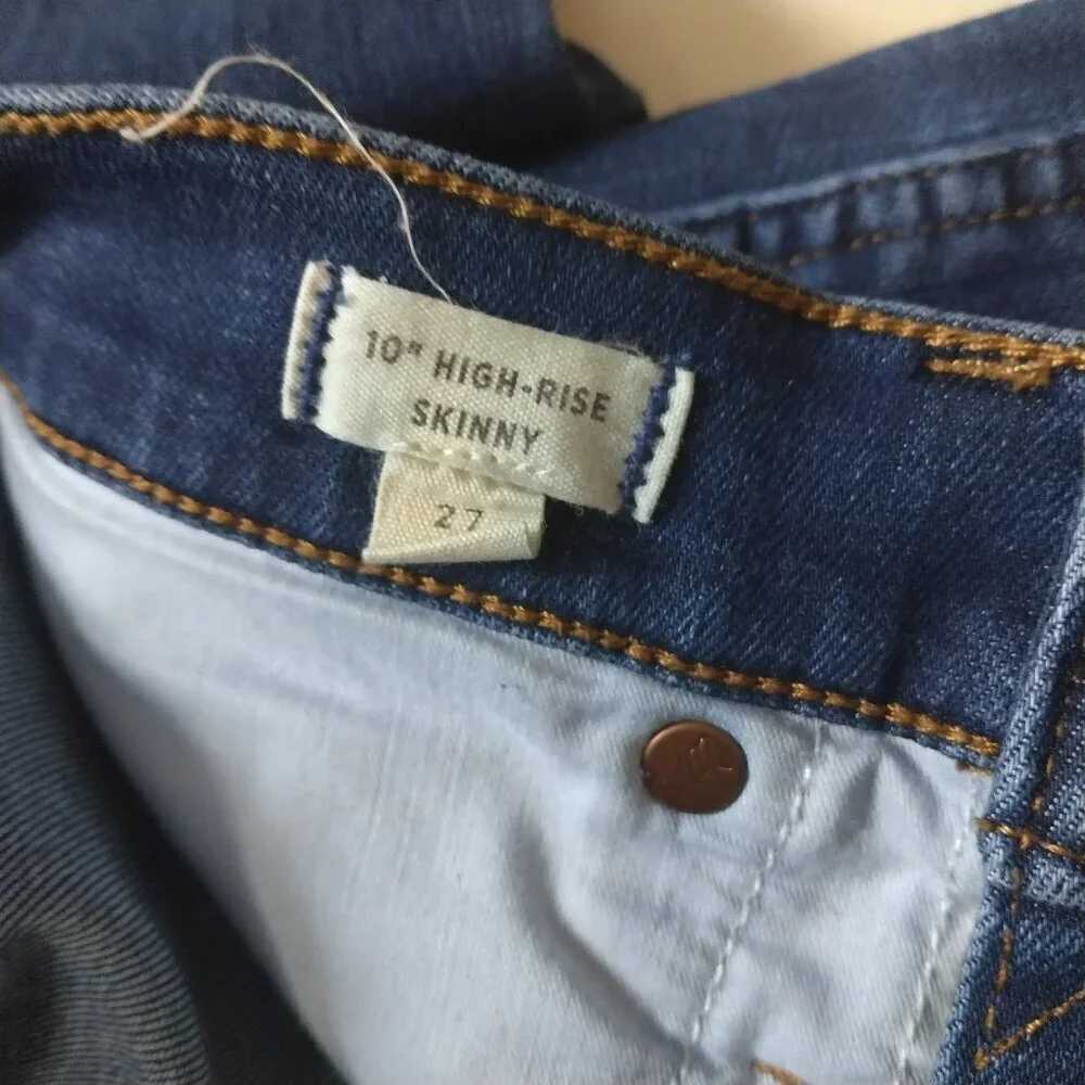 Madewell Size 27 Blue 10 High Rise Skinny Stretch Dark Wash Denim Jeans